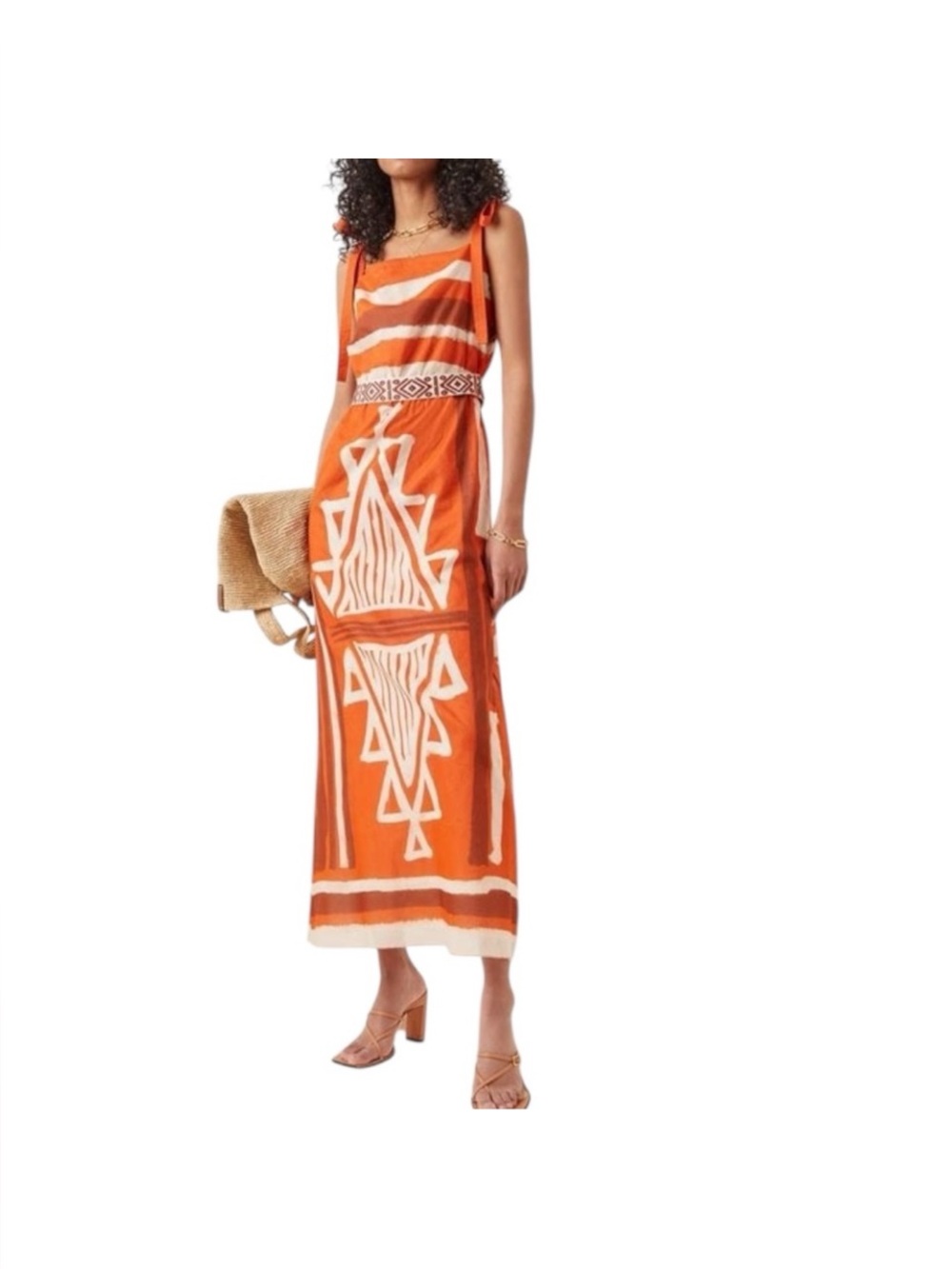 Johanna Ortiz Orange Regions of Myth‎ Cotton Ankle Dress, Size 2